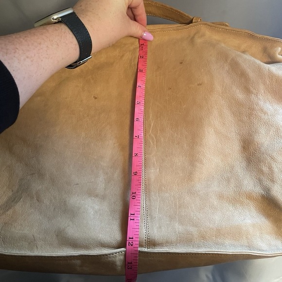 BOYY Brown Camel Tan Top Handle Soft Leather Large Tote Bag Purse Handbag - Picture 15 of 16